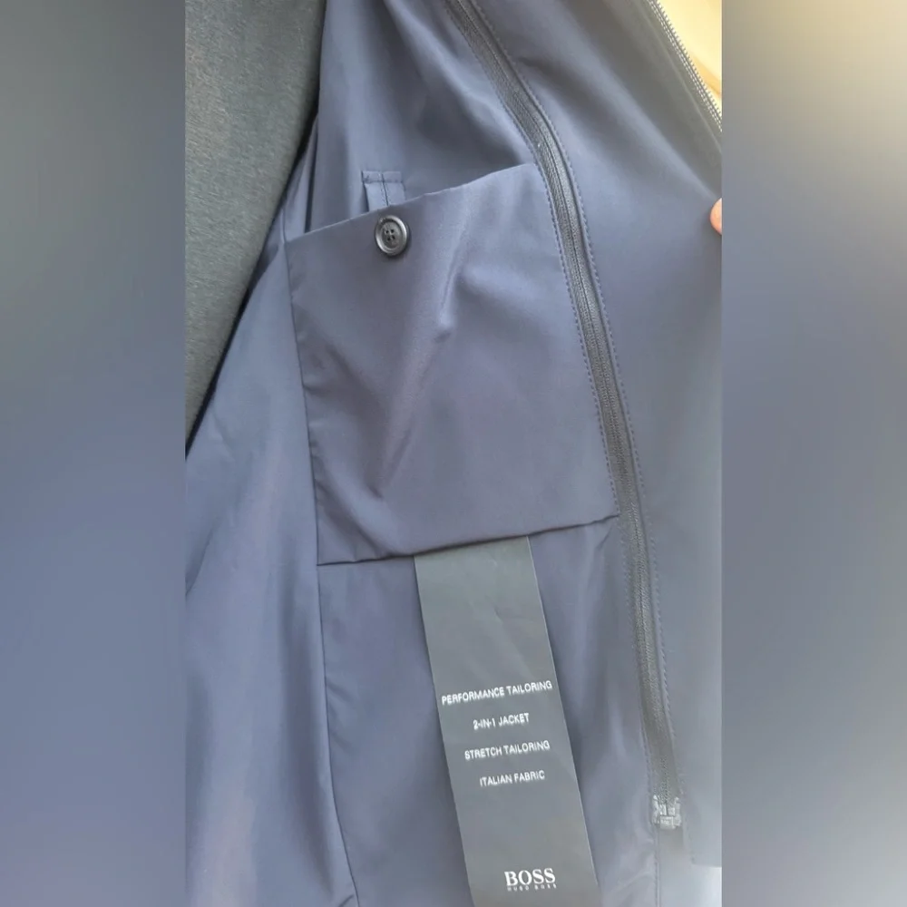 BOSS Hugo Boss Navy 2-in-1 Performance Tailoring Blazer Jacket, Detachable, 38R